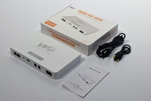 Mini DC UPS WGP POE5 (POE 24v/48v, USB 5v, 9v-12v, 38.48WH/10400 mAh) White