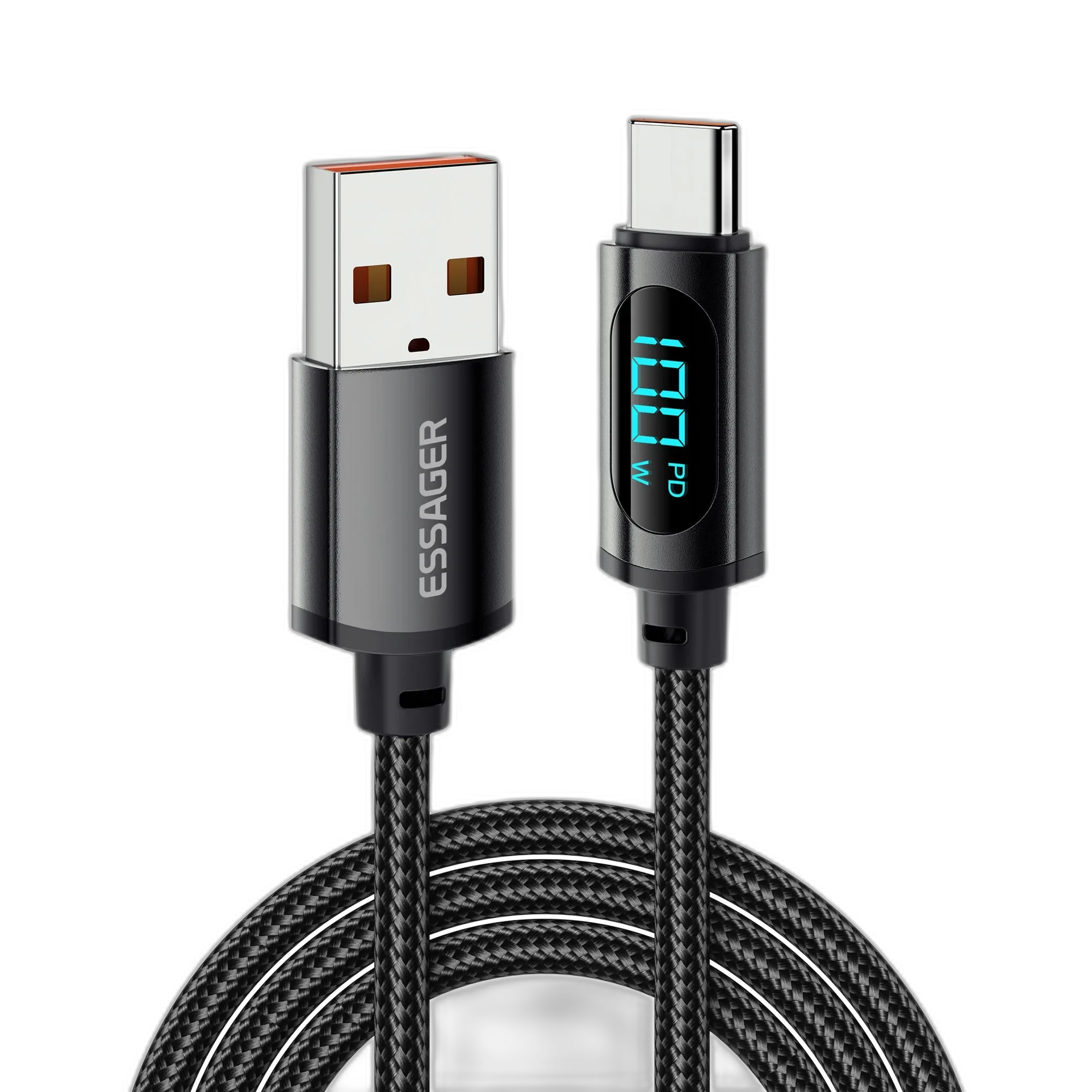 Кабель ESSAGER Breeze USB Cable USB-A to Type C 2M Black 100W (EXC7A-WLA01-P)