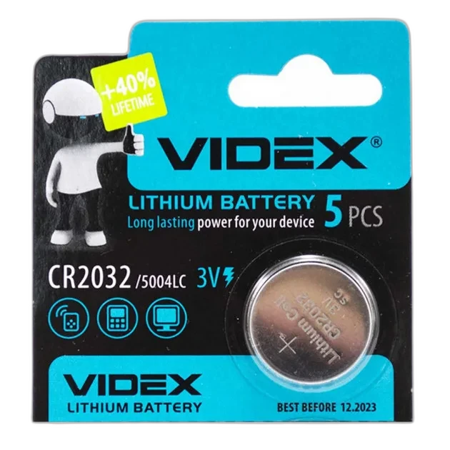 VIDEX CR2032 5004LC 3V (20mm*3.2mm, 1шт)