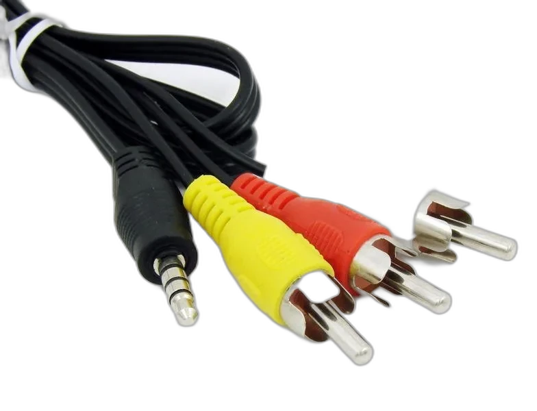 Кабель DJI AV штекер 4-х контактний 3.5mm * 3 RCA 1.2 метра ("тюльпан")